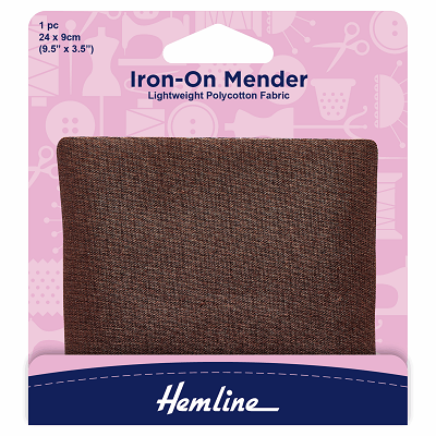 H691.BR Polycotton Iron On Patch: Brown - 24 x 9cm..